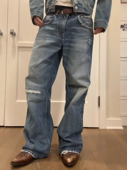 VINTAGE WASHED DISTRESSED DENIM