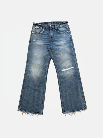 VINTAGE WASHED DISTRESSED DENIM